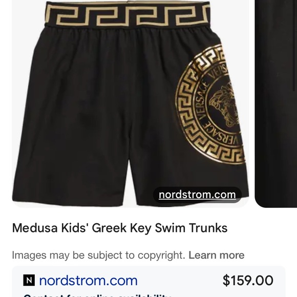 Versace Other - Versace Boy’s medusa Greek key swim trunks size 8 black gold MSRP $278 lined